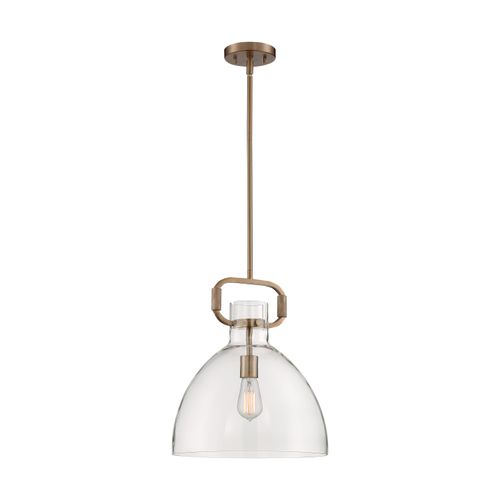 Main product image of Teresa 1 Light Bell Pendant Fixture Burnished Brass Finish w/ Clear Glass