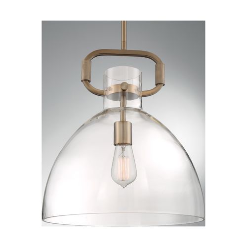 Main product image of Teresa 1 Light Bell Pendant Fixture Burnished Brass Finish w/ Clear Glass