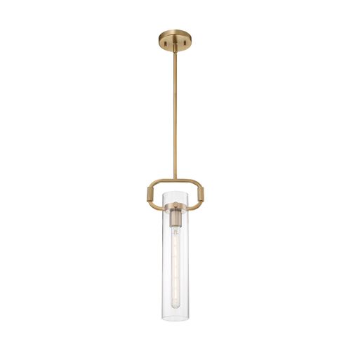 Main product image of Teresa 1 Light Cylinder Pendant Fixture Burnished Brass Finish w/ Clear Glass
