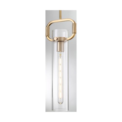 Main product image of Teresa 1 Light Cylinder Pendant Fixture Burnished Brass Finish w/ Clear Glass