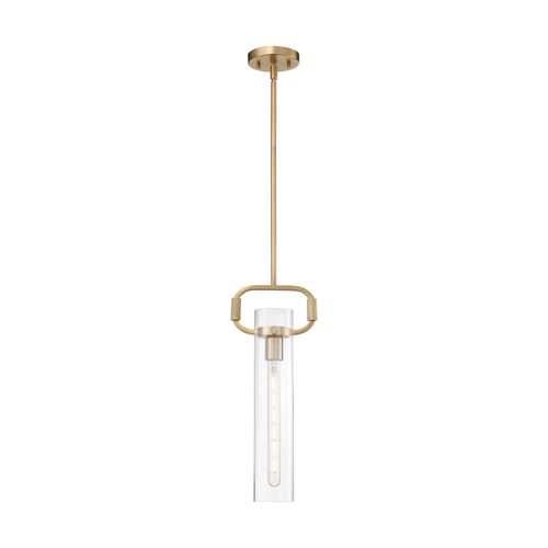 Main product image of Teresa 1 Light Cylinder Pendant Fixture Burnished Brass Finish w/ Clear Glass