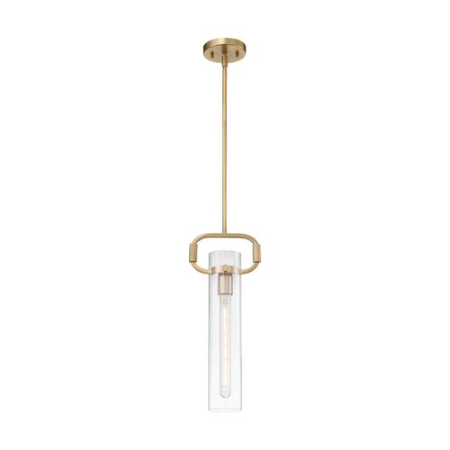 Main product image of Teresa 1 Light Cylinder Pendant Fixture Burnished Brass Finish w/ Clear Glass