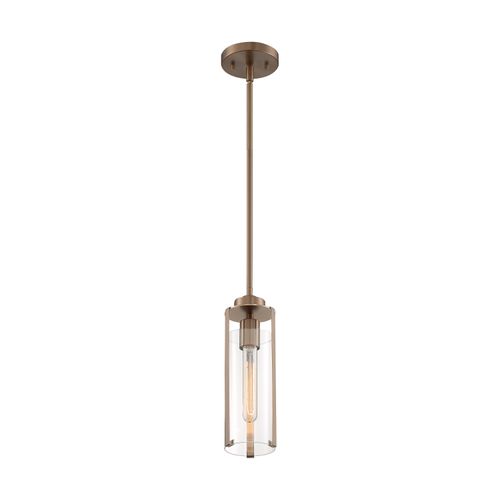 Main product image of Marina 1 Light Mini Pendant Fixture Burnished Brass Finish w/ Clear Glass