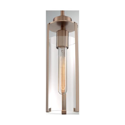 Main product image of Marina 1 Light Mini Pendant Fixture Burnished Brass Finish w/ Clear Glass
