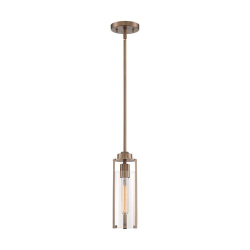 Main product image of Marina 1 Light Mini Pendant Fixture Burnished Brass Finish w/ Clear Glass