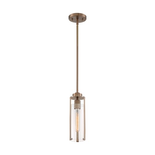 Main product image of Marina 1 Light Mini Pendant Fixture Burnished Brass Finish w/ Clear Glass