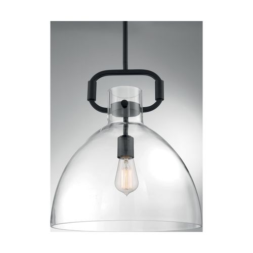 Main product image of Teresa 1 Light Bell Pendant Fixture Matte Black Finish w/ Clear Glass