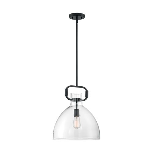 Main product image of Teresa 1 Light Bell Pendant Fixture Matte Black Finish w/ Clear Glass