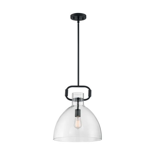 Main product image of Teresa 1 Light Bell Pendant Fixture Matte Black Finish w/ Clear Glass