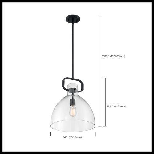 Main product image of Teresa 1 Light Bell Pendant Fixture Matte Black Finish w/ Clear Glass