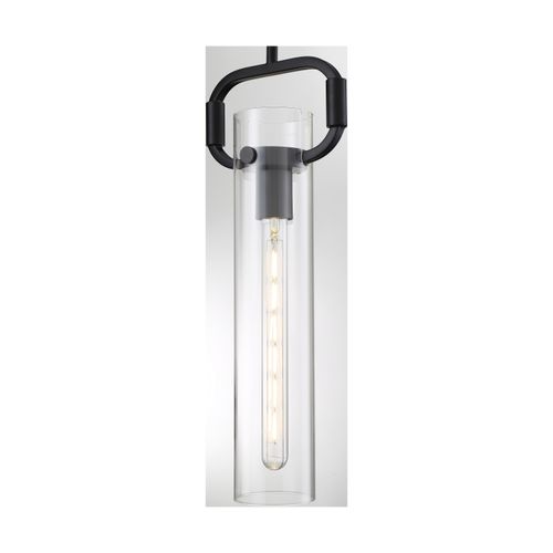 Main product image of Teresa 1 Light Cylinder Pendant Fixture Matte Black Finish w/ Clear Glass