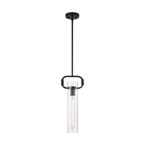 Main product image of Teresa 1 Light Cylinder Pendant Fixture Matte Black Finish w/ Clear Glass