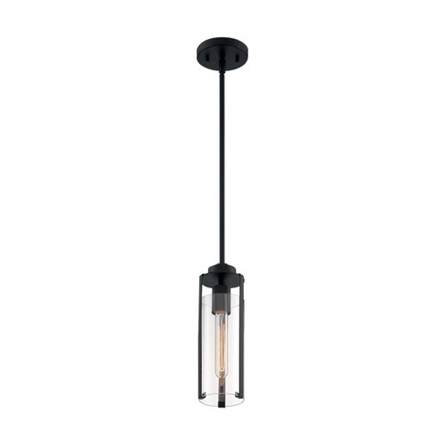 Main product image of Marina 1 Light Mini Pendant Fixture Matte Black Finish w/ Clear Glass