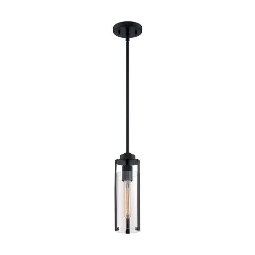 Main product image of Marina 1 Light Mini Pendant Fixture Matte Black Finish w/ Clear Glass