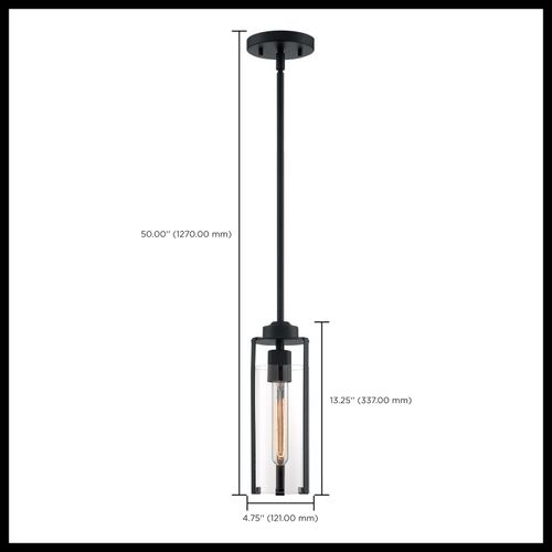 Main product image of Marina 1 Light Mini Pendant Fixture Matte Black Finish w/ Clear Glass