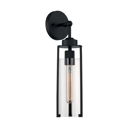Main product image of Marina 1 Light Wall Sconce Fixture Matte Black Finish w/ Clear Glass