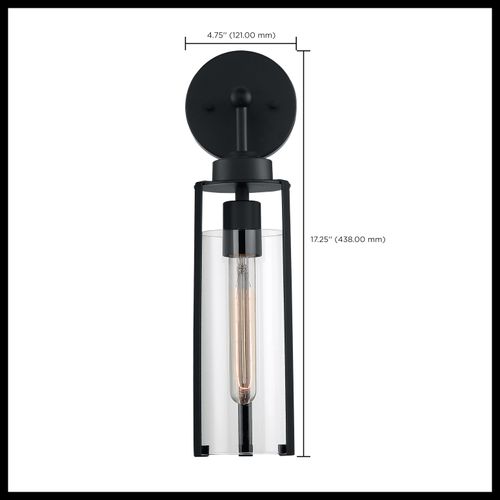 Main product image of Marina 1 Light Wall Sconce Fixture Matte Black Finish w/ Clear Glass