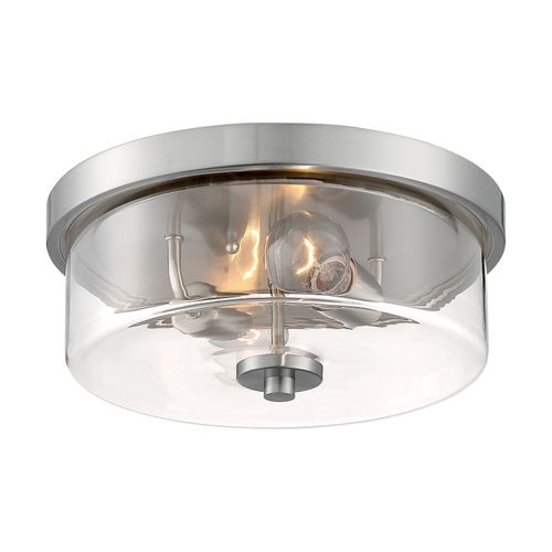 Main product image of Sommerset 2 Light Flush Mount Fixture Brushed Nickel Finish w/ Clear Glass