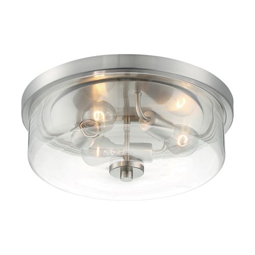 Main product image of Sommerset 3 Light Flush Mount Fixture Brushed Nickel Finish w/ Clear Glass
