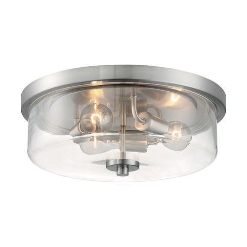 Main product image of Sommerset 3 Light Flush Mount Fixture Brushed Nickel Finish w/ Clear Glass