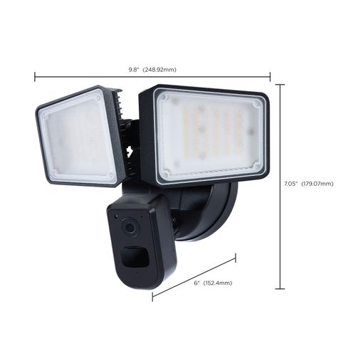 Main product image of 36 Watt Rectangular Outdoor SMART Security Light w/ Camera Starfish Enabled Tunable White Black Finish
