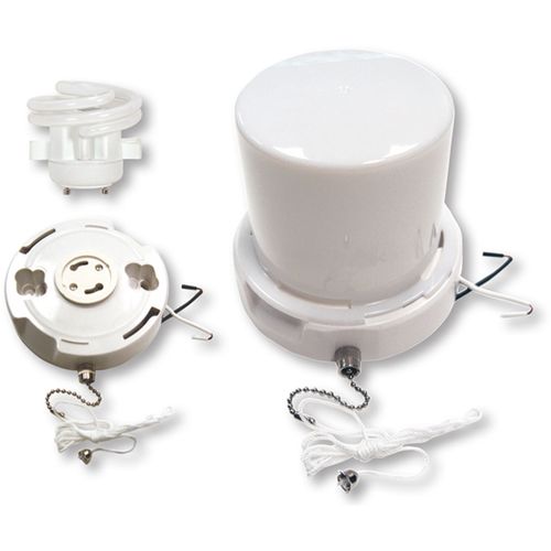 Main product image of GU24 Base Squat pull chain fluorescent ceiling fixture w/ twist-on Lexan lens