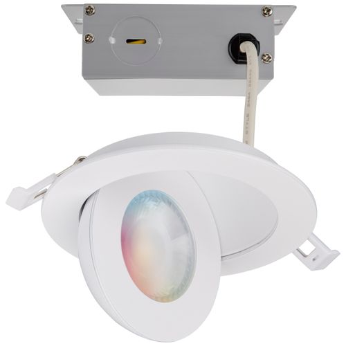 Main product image of 9 Watt LED Gimbaled Downlight 4" RGB & Tunable White Round Starfish IOT White Finish 650 Lumens 120-277 Volt