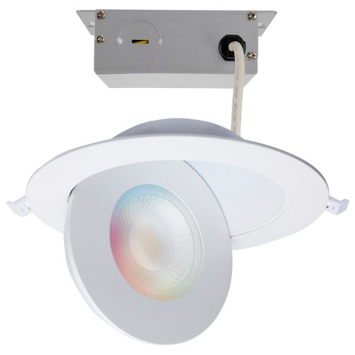 Main product image of 15 Watt LED Gimbaled Downlight 6" RGB & Tunable White Round Starfish IOT White Finish 1200 Lumens 120-277 Volt