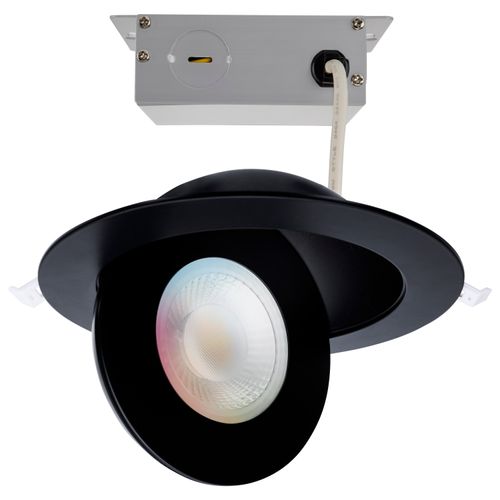 Main product image of 15 Watt LED Gimbaled Downlight 6" RGB & Tunable White Round Starfish IOT Black Finish 1200 Lumens 120-277 Volt