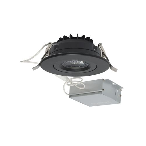 Main product image of 12 watt LED Direct Wire Downlight Gimbaled 4" 3000K 120 volt Dimmable Round Remote Driver Black