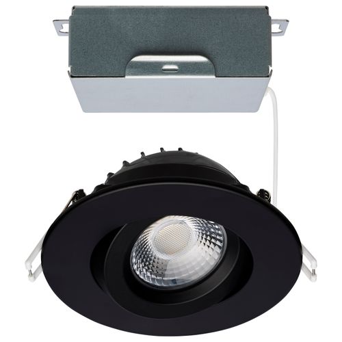 Main product image of 12 Watt LED Direct Wire Downlight Gimbaled 4" CCT Selectable Round Remote Driver Black Finish 850 Lumens 120 Volt