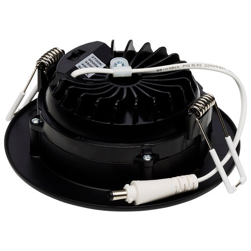 Main product image of 12 Watt LED Direct Wire Downlight Gimbaled 4" CCT Selectable Round Remote Driver Black Finish 850 Lumens 120 Volt