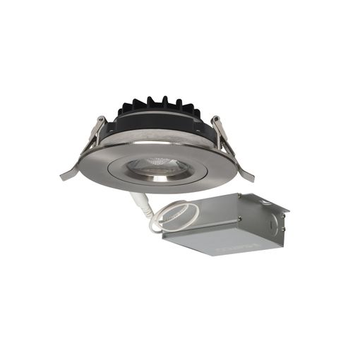 Main product image of 12 watt LED Direct Wire Downlight Gimbaled 4" 3000K 120 volt Dimmable Round Remote Driver Brushed Nickel