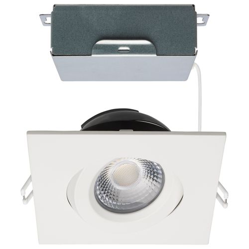 Main product image of 12 Watt LED Direct Wire Downlight Gimbaled 4" CCT Selectable Square Remote Driver White Finish 850 Lumens 120 Volt