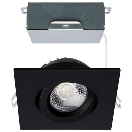 Main product image of 12 Watt LED Direct Wire Downlight Gimbaled 4" CCT Selectable Square Remote Driver Black Finish 850 Lumens 120 Volt