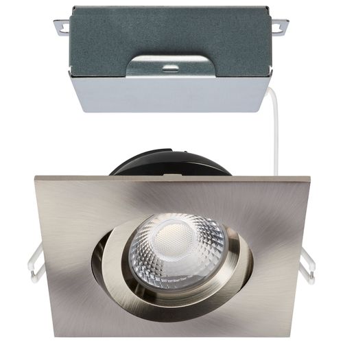 Main product image of 12 Watt LED Direct Wire Downlight Gimbaled 4" CCT Selectable Square Remote Driver Brushed Nickel Finish 850 Lumens 120 Volt