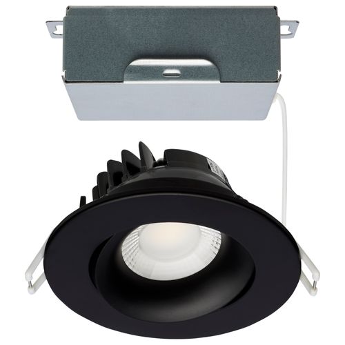 Main product image of 12 Watt LED Direct Wire Downlight Gimbaled 3.5" CCT Selectable Round Remote Driver Black Finish 840 Lumens 120 Volt
