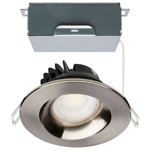 Main product image of 12 Watt LED Direct Wire Downlight Gimbaled 3.5" CCT Selectable Round Remote Driver Brushed Nickel Finish 840 Lumens 120 Volt