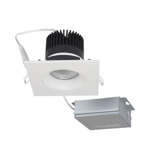 Main product image of 12 watt LED Direct Wire Downlight Gimbaled 3.5" 3000K 120 volt Dimmable Square Remote Driver White (Pack of 2)