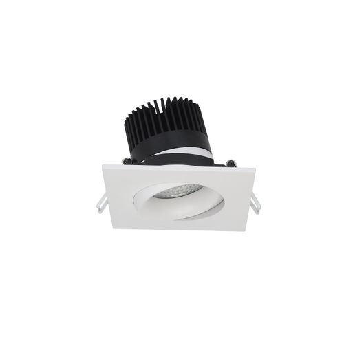 Main product image of 12 watt LED Direct Wire Downlight Gimbaled 3.5" 3000K 120 volt Dimmable Square Remote Driver White (Pack of 2)