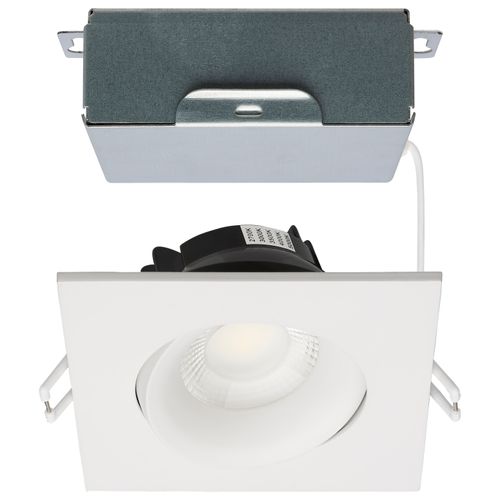 Main product image of 12 Watt LED Direct Wire Downlight Gimbaled 3.5" CCT Selectable Square Remote Driver White Finish 840 Lumens 120 Volt