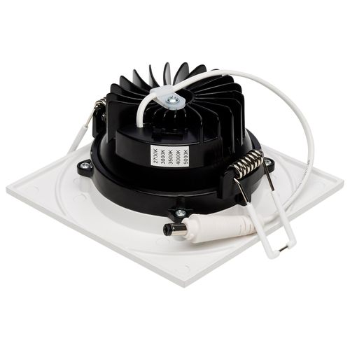 Main product image of 12 Watt LED Direct Wire Downlight Gimbaled 3.5" CCT Selectable Square Remote Driver White Finish 840 Lumens 120 Volt