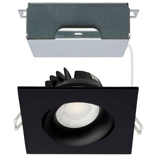 Main product image of 12 Watt LED Direct Wire Downlight Gimbaled 3.5" CCT Selectable Square Remote Driver Black Finish 840 Lumens 120 Volt