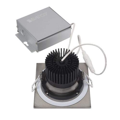 Main product image of 12 watt LED Direct Wire Downlight Gimbaled 3.5" 3000K 120 volt Dimmable Square Remote Driver Brushed Nickel (Pack of 2)
