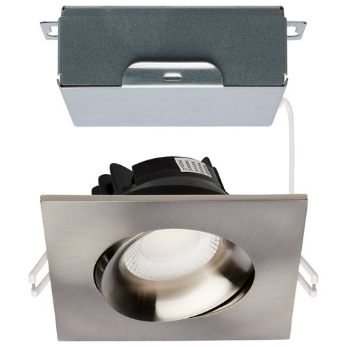 Main product image of 12 Watt LED Direct Wire Downlight Gimbaled 3.5" CCT Selectable Square Remote Driver Brushed Nickel Finish 840 Lumens 120 Volt