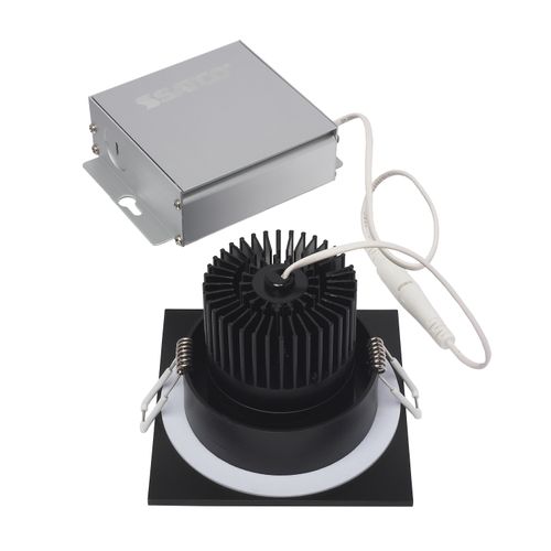 Main product image of 12 watt LED Direct Wire Downlight 3.5" 3000K 120 volt Dimmable Square Remote Driver Black