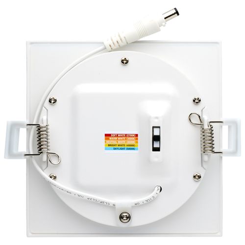 Main product image of 10 Watt LED Direct Wire Downlight Edge-lit 4" CCT Selectable 120 volt Dimmable Square Remote Driver