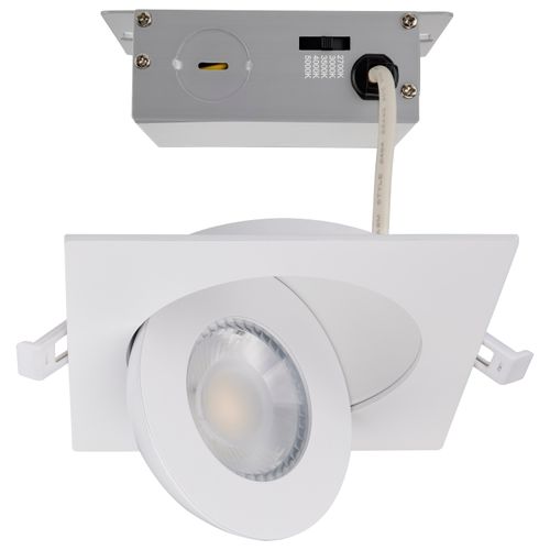 Main product image of 9 Watt CCT Selectable LED Direct Wire Downlight Gimbaled 4 Inch Square Remote Driver White