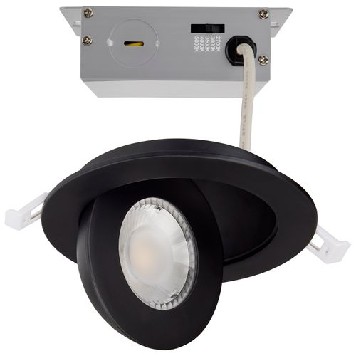 Main product image of 9 Watt CCT Selectable LED Direct Wire Downlight Gimbaled 4 Inch Round Remote Driver Black