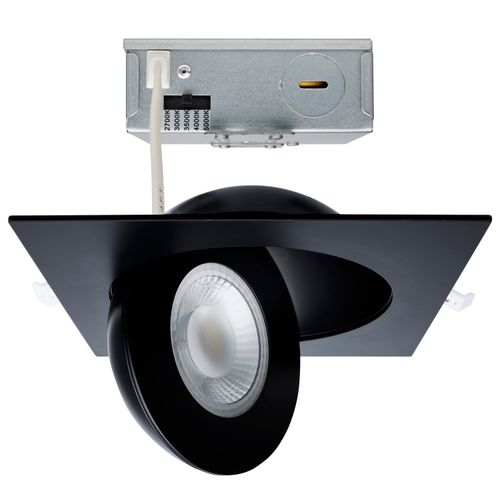 Main product image of 15 Watt CCT Selectable LED Direct Wire Downlight Gimbaled 6 Inch Square Remote Driver Black